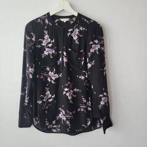 Rebecca Taylor Women's Grapevine Floral Print Blouse SZ 0 100% silk long sleeve